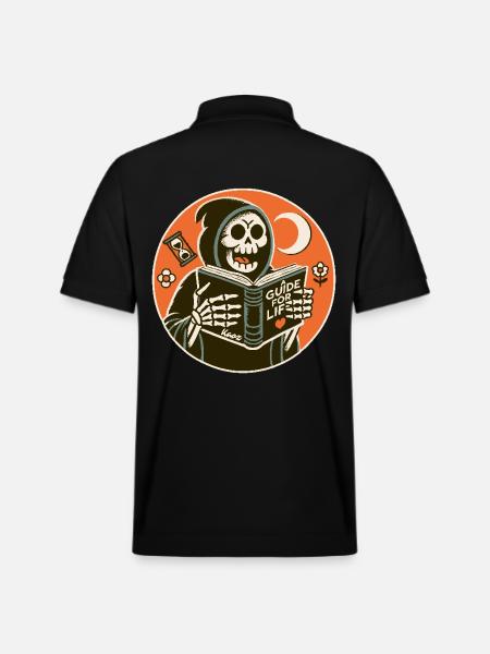 Grim Reaper læser guidebog for livet - Stanley/Stella PREPSTER økologisk unisex poloshirt - sort