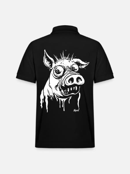 funny horror pig - Stanley/Stella Unisex Organic Polo Shirt PREPSTER - black