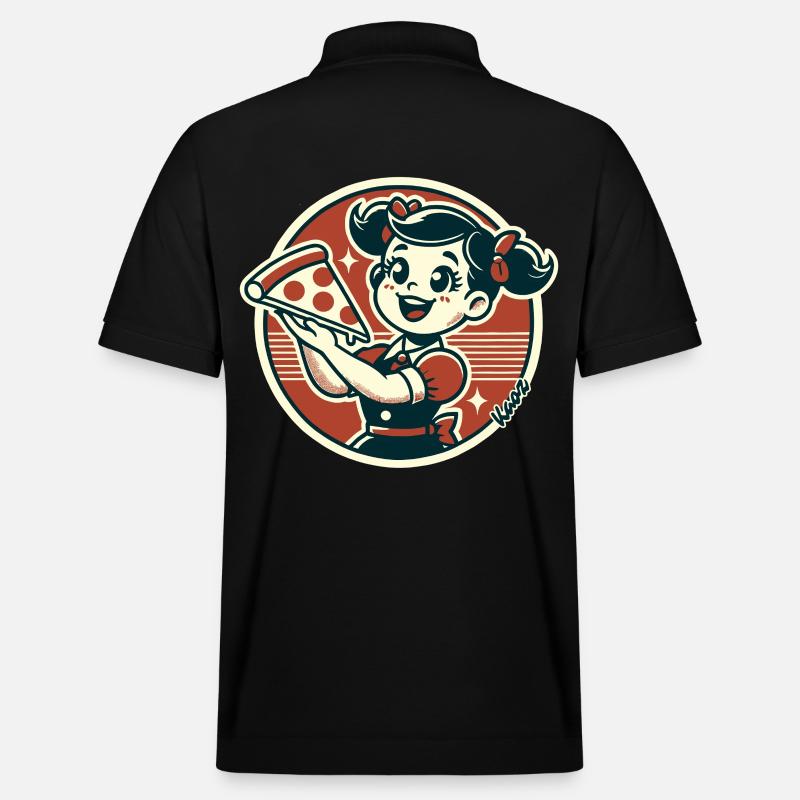 Petite fille avec pizza - Polo PREPSTER bio Stanley/Stella Unisexe - noir