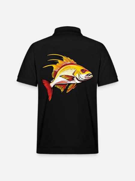Red and golden fish - Stanley/Stella Unisex Organic Polo Shirt PREPSTER - black