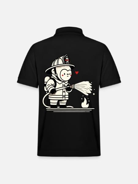 Kleiner Gorilla-Feuerwehrmann - Stanley/Stella Unisex Bio-Poloshirt PREPSTER - Schwarz