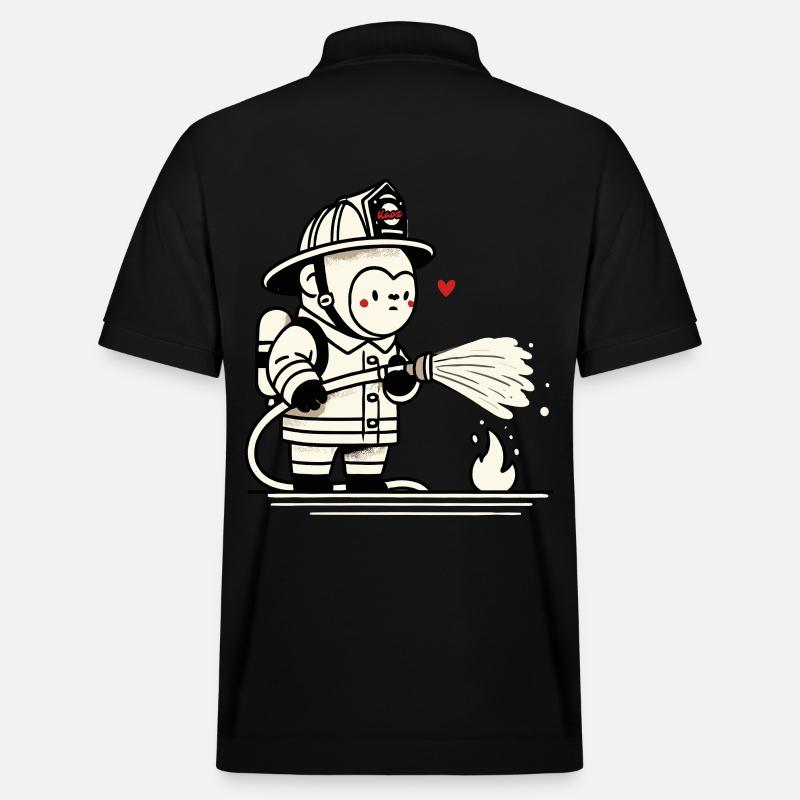 Kleiner Gorilla-Feuerwehrmann - Stanley/Stella Unisex Bio-Poloshirt PREPSTER - Schwarz
