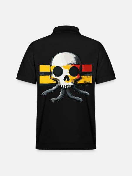 Skull with tentacles and flag - Stanley/Stella Unisex Organic Polo Shirt PREPSTER - black