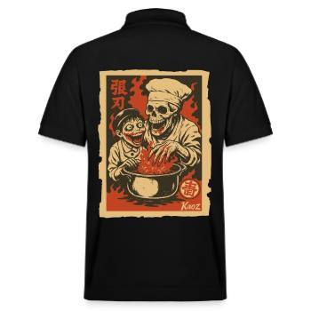 Chef squelette avec assistant et marmite - Polo PREPSTER bio Stanley/Stella Unisexe - noir - Dos - Andy (188cm)