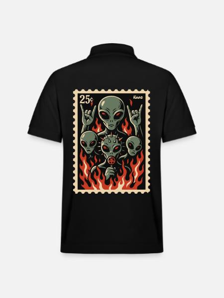 Aliens with mask and fire - Stanley/Stella Unisex Organic Polo Shirt PREPSTER - black
