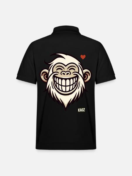 Grinning monkey with heart - Stanley/Stella Unisex Organic Polo Shirt PREPSTER - black