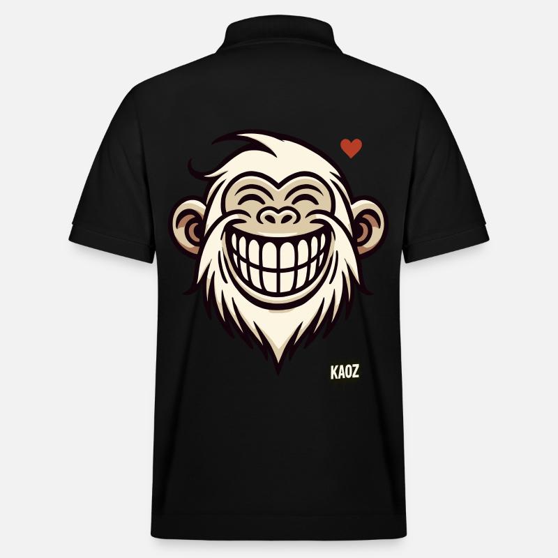 Singe souriant avec cœur - Polo PREPSTER bio Stanley/Stella Unisexe - noir