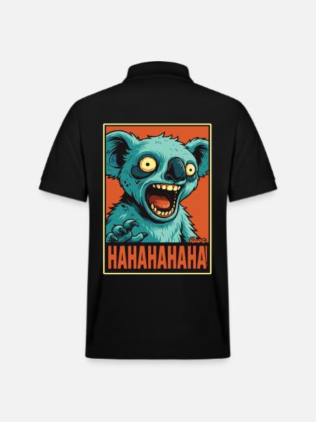 Screaming Laughing Comic Koala - Stanley/Stella Unisex Organic Polo Shirt PREPSTER - black
