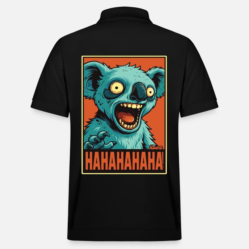 Screaming Laughing Comic Koala - Stanley/Stella Unisex Organic Polo Shirt PREPSTER - black
