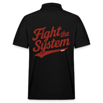 Fight the System Retro Protest Saying - Stanley/Stella Unisex Organic Polo Shirt PREPSTER - black - Back - Andy (188cm)