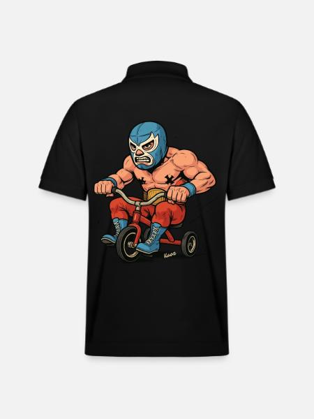 Wrestler with mask on tricycle - Stanley/Stella Unisex Organic Polo Shirt PREPSTER - black