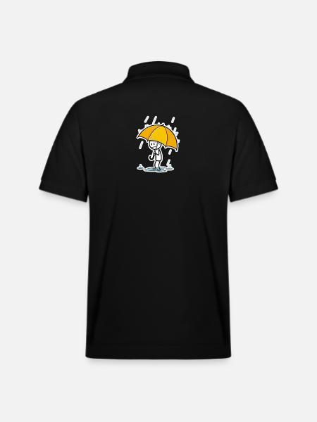Gelber Regenschirm im Regen – Minimalstil - Stanley/Stella Unisex Bio-Poloshirt PREPSTER - Schwarz