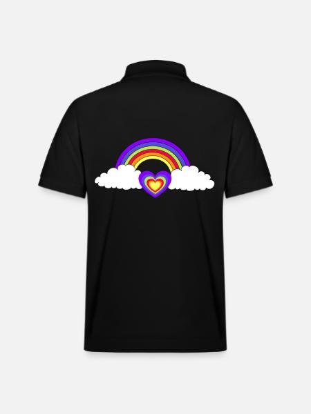 Rainbow Heart Hearts Love Valentine - Stanley/Stella Unisex Organic Polo Shirt PREPSTER - black