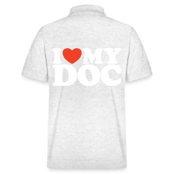 I Love My doc Heart Shirt - Stanley/Stella Unisex Organic Polo Shirt PREPSTER - heather white - Back - Andy (188cm)