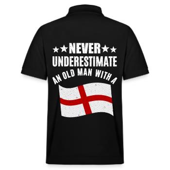 Alter Mann Mit Englischer Flagge - Stanley/Stella Unisex Bio-Poloshirt PREPSTER - Schwarz - Hinten - Andy (188cm)