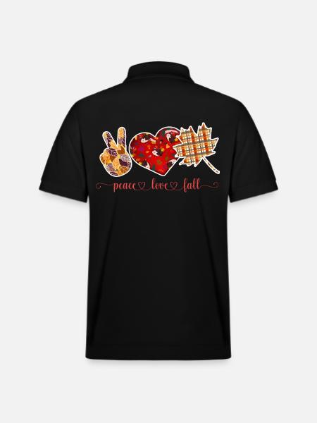 PEACE LOVE FALL, THANKSGIVING - Stanley/Stella Unisex Organic Polo Shirt PREPSTER - black