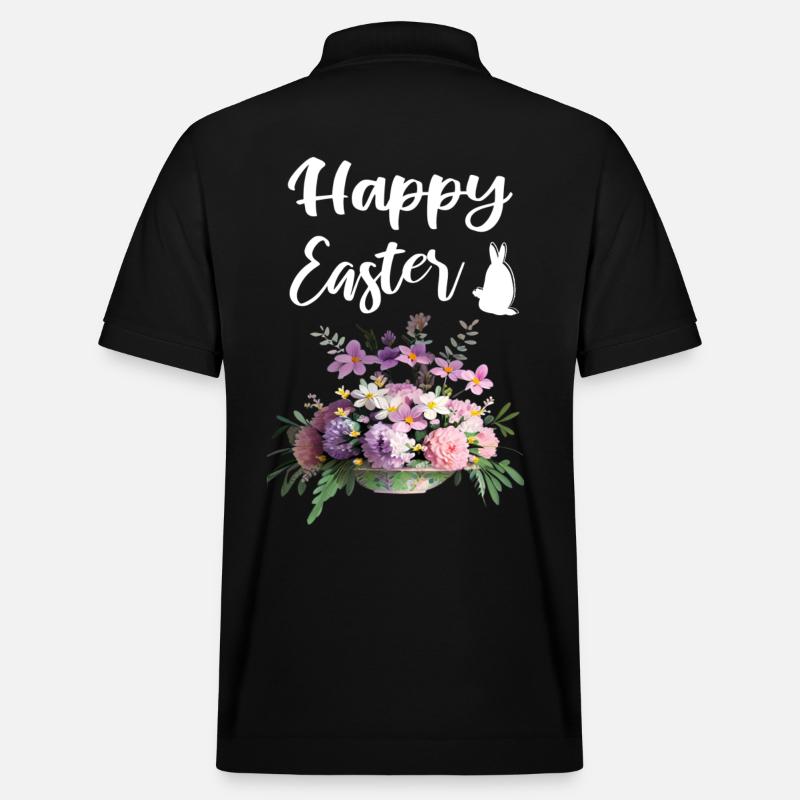 Joyeuses Fleurs de Pâques Bouquet - Polo PREPSTER bio Stanley/Stella Unisexe - noir