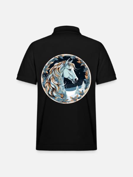 Horse Winter Boho - Stanley/Stella Unisex Organic Polo Shirt PREPSTER - black