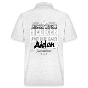 Jede Zeit hat Ihre Helden Ihr habt Aiden - Stanley/Stella Unisex Bio-Poloshirt PREPSTER - Weiß meliert - Hinten - Andy (188cm)