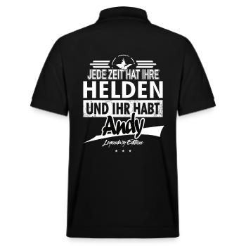 Jede Zeit hat Ihre Helden Ihr habt Andy - Stanley/Stella Unisex Bio-Poloshirt PREPSTER - Schwarz - Hinten - Andy (188cm)