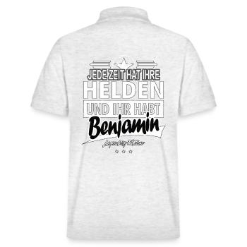 Jede Zeit hat Ihre Helden ihr habt Benjamin - Stanley/Stella Unisex Bio-Poloshirt PREPSTER - Weiß meliert - Hinten - Andy (188cm)