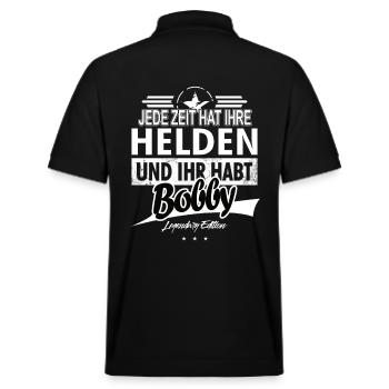 Jede Zeit hat Ihre Helden ihr habt Bobby - Stanley/Stella Unisex Bio-Poloshirt PREPSTER - Schwarz - Hinten - Andy (188cm)