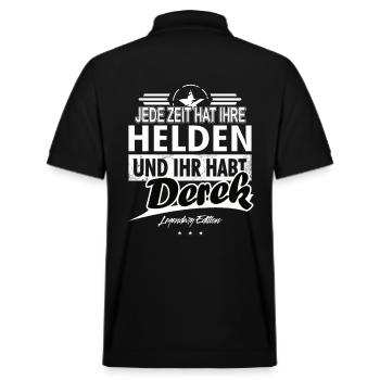 Jede Zeit hat Ihre Helden Ihr habt Derek - Stanley/Stella Unisex Bio-Poloshirt PREPSTER - Schwarz - Hinten - Andy (188cm)