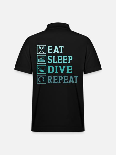 eat sleep dive repeat - Stanley/Stella Unisex Organic Polo Shirt PREPSTER - black