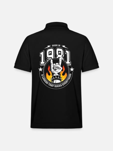 1981 Birthday, rocks everything - Stanley/Stella Unisex Organic Polo Shirt PREPSTER - black