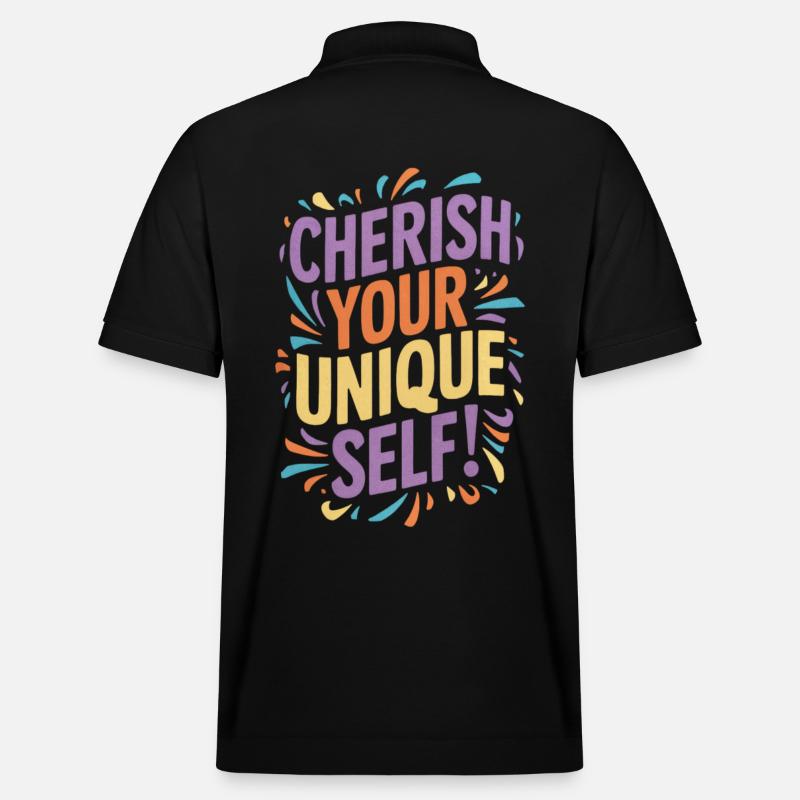 Cherish Your Unique Self Botschaft - Stanley/Stella Unisex Bio-Poloshirt PREPSTER - Schwarz