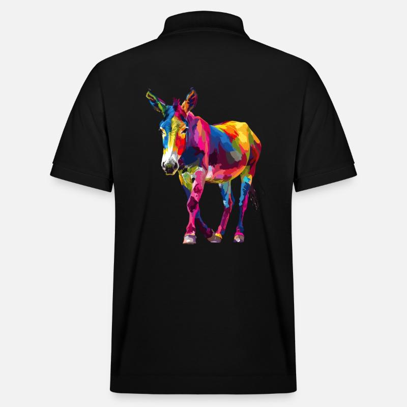 Bunter Esel Pop-Art Stil - Stanley/Stella Unisex Bio-Poloshirt PREPSTER - Schwarz