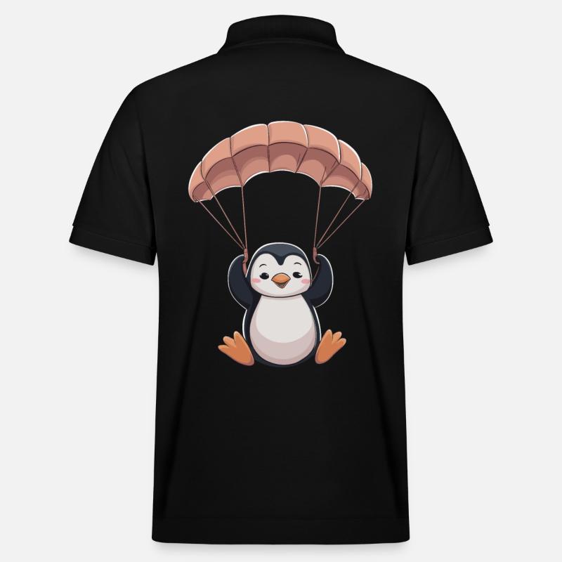Pingouin mignon avec parachute - Polo PREPSTER bio Stanley/Stella Unisexe - noir