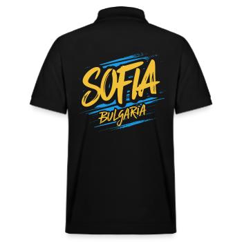 Sofia Bulgarien Souvenir - Stanley/Stella Unisex Bio-Poloshirt PREPSTER - Schwarz - Hinten - Andy (188cm)
