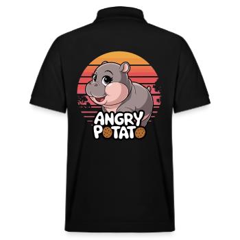 Art de l’hippopotame heureux : Moo Deng et Angry Potato - Polo PREPSTER bio Stanley/Stella Unisexe - noir - Dos - Andy (188cm)