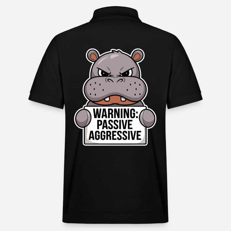 Warnung: Passiv Aggressiv Nilpferd - Stanley/Stella Unisex Bio-Poloshirt PREPSTER - Schwarz