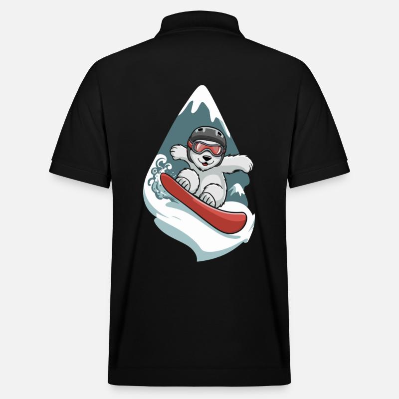 Schneebär auf Snowboard Abenteuer - Stanley/Stella Unisex Bio-Poloshirt PREPSTER - Schwarz