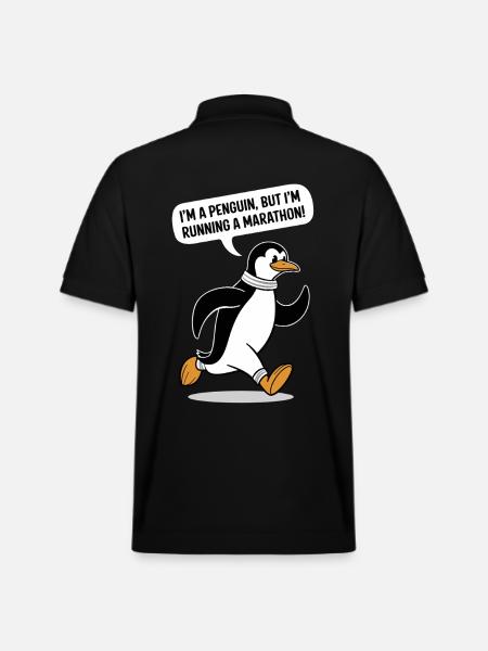 Penguin Marathon Runner Motif - Stanley/Stella Unisex Organic Polo Shirt PREPSTER - black