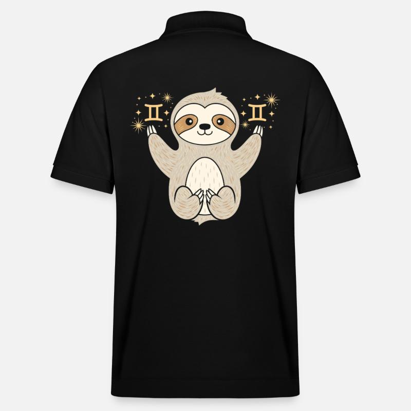 Gemini Sternzeichen Faultier Magisch und - Stanley/Stella Unisex Bio-Poloshirt PREPSTER - Schwarz