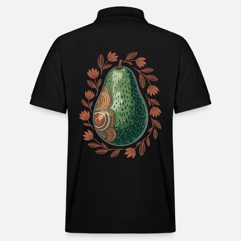 Künstlerische Avocado Boho - Stanley/Stella Unisex Bio-Poloshirt PREPSTER - Schwarz