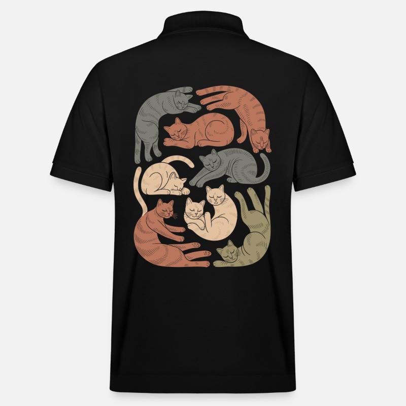 Motif de chat boho décontracté - Polo PREPSTER bio Stanley/Stella Unisexe - noir