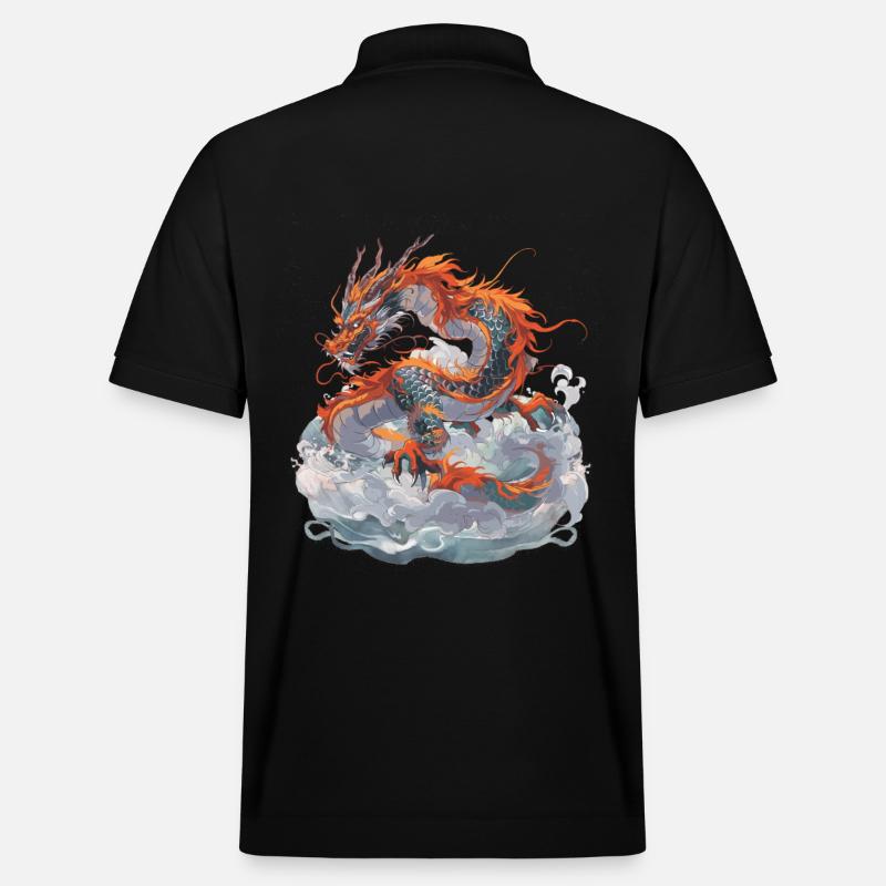 Drache Drachen Fabeltier Märchen - Stanley/Stella Unisex Bio-Poloshirt PREPSTER - Schwarz