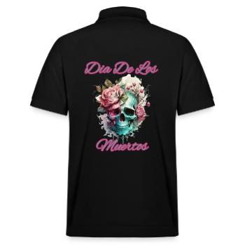 Totenschädel mit Blumen-Dia De Los Muertos - Stanley/Stella Unisex Bio-Poloshirt PREPSTER - Schwarz - Hinten - Andy (188cm)