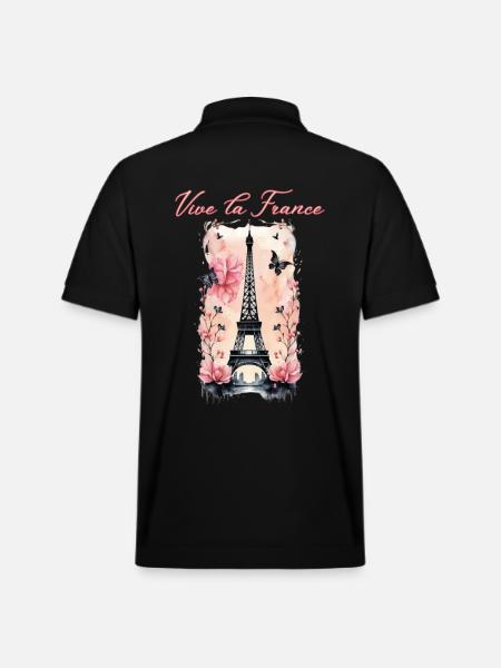 Vive la France-Eiffel Tower-Paris - Stanley/Stella Unisex Organic Polo Shirt PREPSTER - black