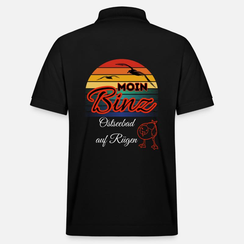 Moin Binz avec mouette dans l’île de style rétro Rügen/Binz - Polo PREPSTER bio Stanley/Stella Unisexe - noir