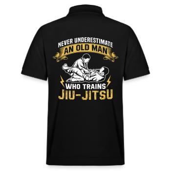Unterschätzen Sie niemals den alten Mann, der Jiu Jitsu trainiert - Stanley/Stella Unisex Bio-Poloshirt PREPSTER - Schwarz - Hinten - Andy (188cm)