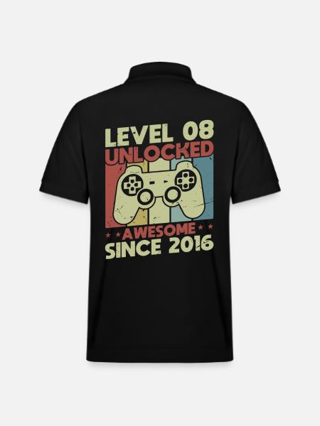 Level 8 Unlocked - Stanley/Stella Unisex Organic Polo Shirt PREPSTER - black