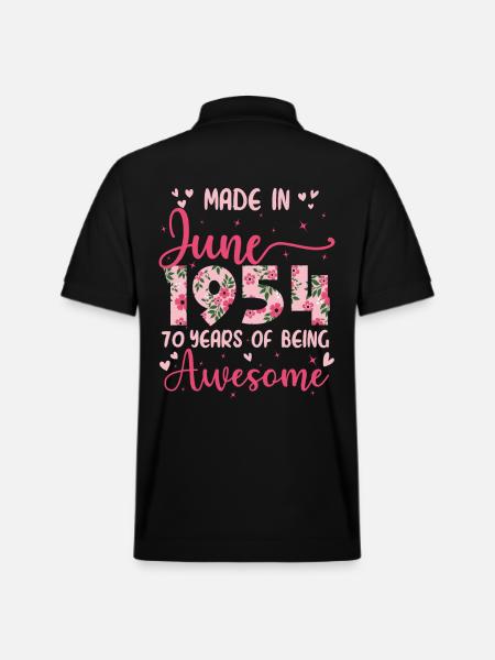 Juni 1954 70-års fødselsdagsgave til kvinder - Stanley/Stella PREPSTER økologisk unisex poloshirt - sort
