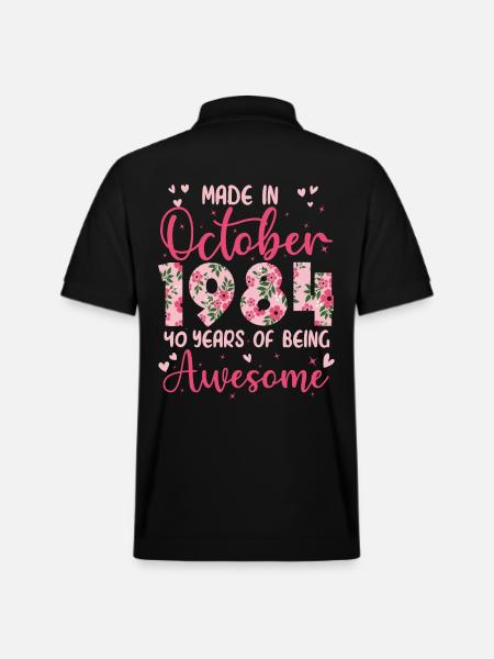 October 1984 Women's 40th Anniversary - Stanley/Stella Unisex Organic Polo Shirt PREPSTER - black