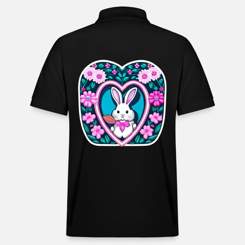Flowerswith Easter Bunny - Stanley/Stella Unisex Organic Polo Shirt PREPSTER - black