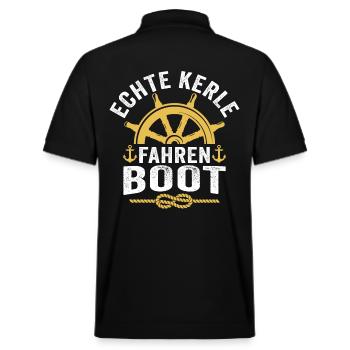 echte kerle fahren boot - Stanley/Stella Unisex Bio-Poloshirt PREPSTER - Schwarz - Hinten - Andy (188cm)